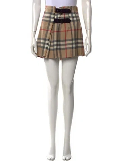 Pre-owned Burberry Wool Mini Skirt In Brown