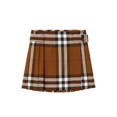 Burberry Wool Mini Skirt In Brown