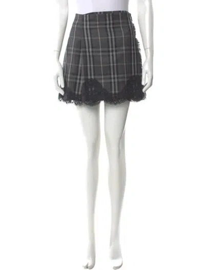 Pre-owned Burberry Wool Mini Skirt In Gray
