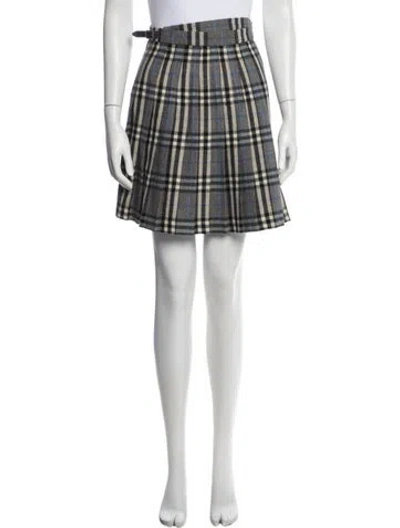 Pre-owned Burberry Wool Mini Skirt In Gray