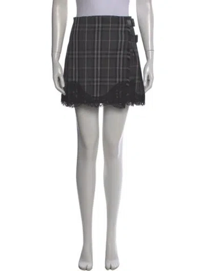 Pre-owned Burberry Wool Mini Skirt In Gray