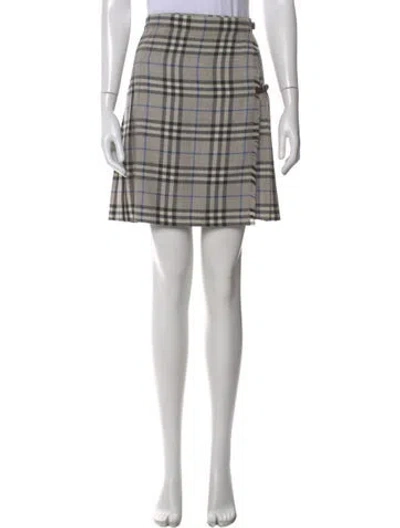 Pre-owned Burberry Wool Mini Skirt In Gray