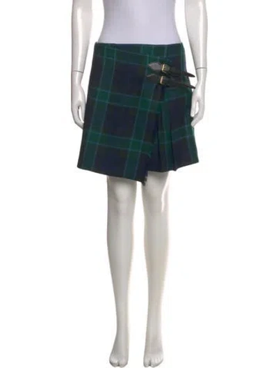Pre-owned Burberry Wool Mini Skirt In Green