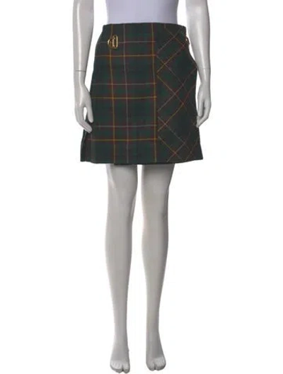 Pre-owned Burberry Wool Mini Skirt In Green