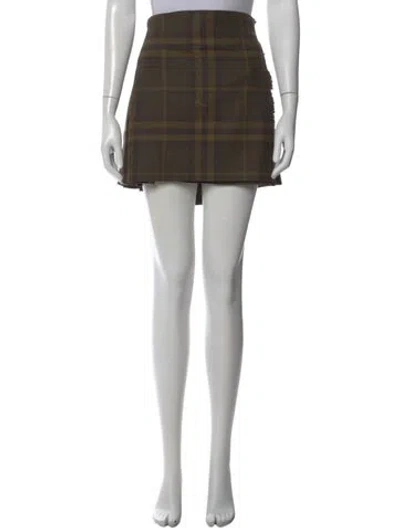 Pre-owned Burberry Wool Mini Skirt In Green