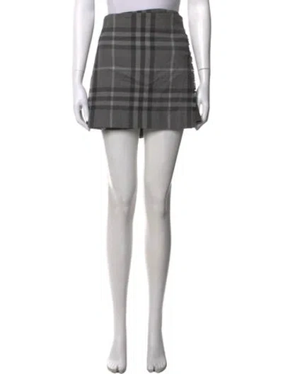 Pre-owned Burberry Wool Mini Skirt In Grey
