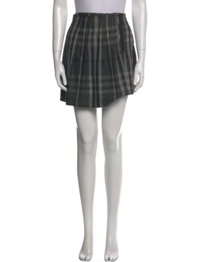 Pre-owned Burberry Wool Mini Skirt In Grey/neutrals/purple