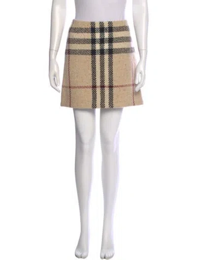 Pre-owned Burberry Wool Mini Skirt In Neutral