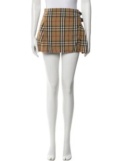 Pre-owned Burberry Wool Mini Skirt In Neutral