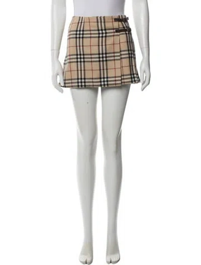 Pre-owned Burberry Wool Mini Skirt In Neutral