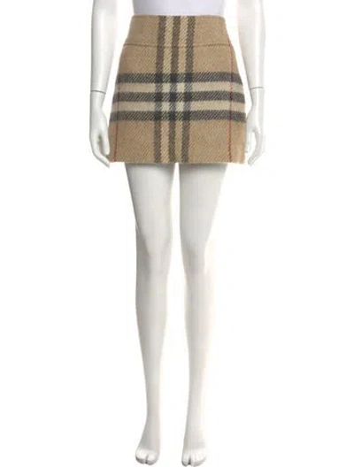 Pre-owned Burberry Wool Mini Skirt In Neutral