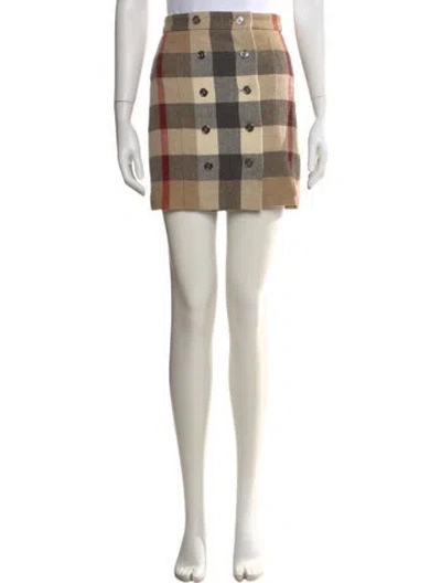 Pre-owned Burberry Wool Mini Skirt In Neutral