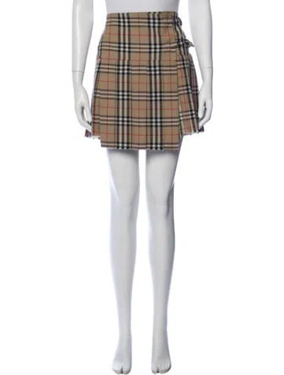 Pre-owned Burberry Wool Mini Skirt In Neutral