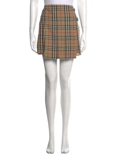 Pre-owned Burberry Wool Mini Skirt In Neutral