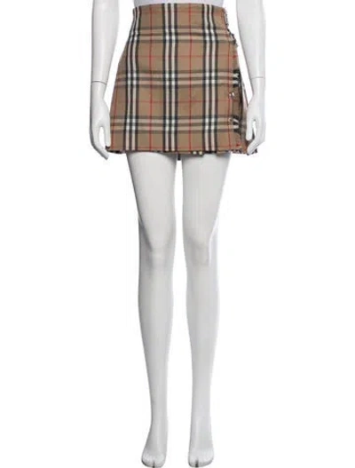 Pre-owned Burberry Wool Mini Skirt In Neutrals