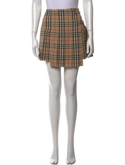 Pre-owned Burberry Wool Mini Skirt In Neutrals