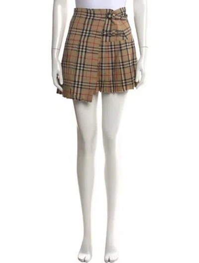 Pre-owned Burberry Wool Mini Skirt In Neutrals