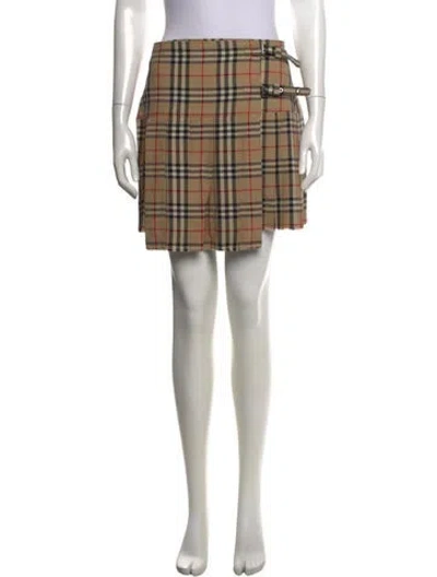 Pre-owned Burberry Wool Mini Skirt In Neutrals