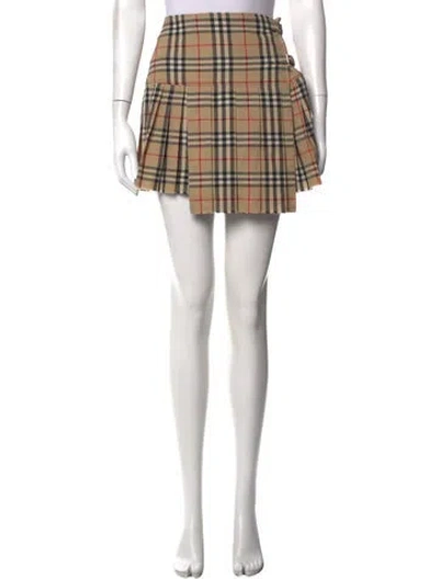 Pre-owned Burberry Wool Mini Skirt In Neutrals