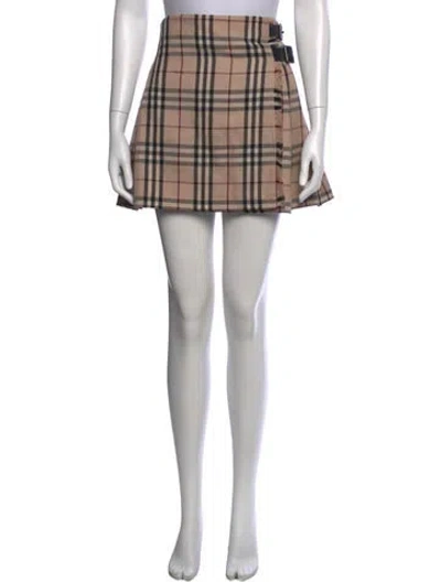 Pre-owned Burberry Wool Mini Skirt In Neutrals