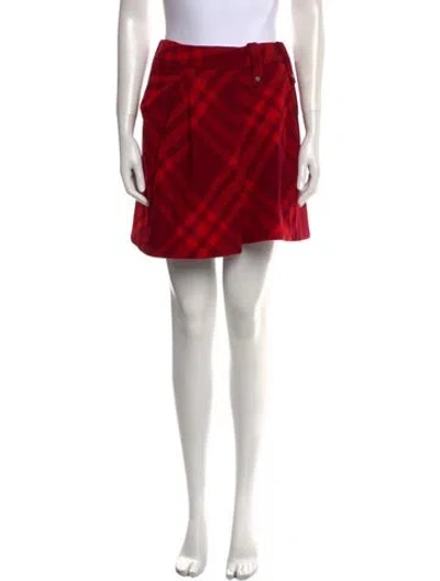 Pre-owned Burberry Wool Mini Skirt In Red