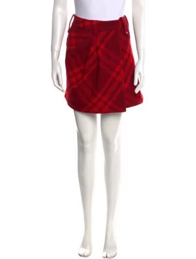 Pre-owned Burberry Wool Mini Skirt In Red