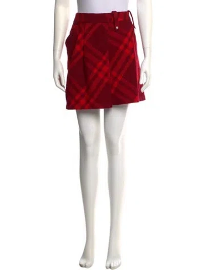 Pre-owned Burberry Wool Mini Skirt In Red