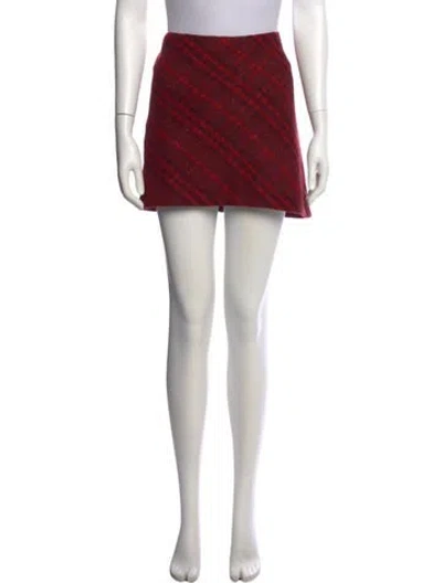 Pre-owned Burberry Wool Mini Skirt In Red
