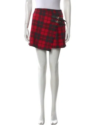 Pre-owned Burberry Wool Mini Skirt In Red