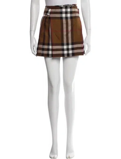 Pre-owned Burberry Wool Mini Skirt W/ Tags In Brown