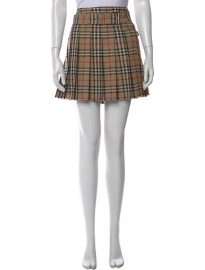 Pre-owned Burberry Wool Mini Skirt W/ Tags In Neutral