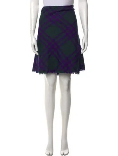Pre-owned Burberry Wool Mini Skirt W/ Tags In Purple