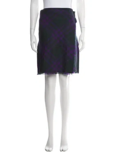 Pre-owned Burberry Wool Mini Skirt W/ Tags In Purple