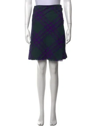 Pre-owned Burberry Wool Mini Skirt W/ Tags In Purple