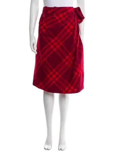 Pre-owned Burberry Wool Mini Skirt W/ Tags In Red