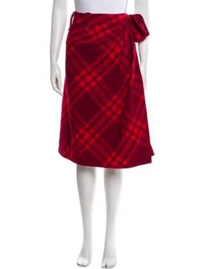 Pre-owned Burberry Wool Mini Skirt W/ Tags In Red