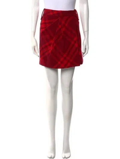 Pre-owned Burberry Wool Mini Skirt W/ Tags In Red
