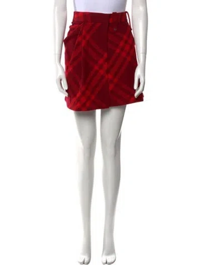 Pre-owned Burberry Wool Mini Skirt W/ Tags In Red