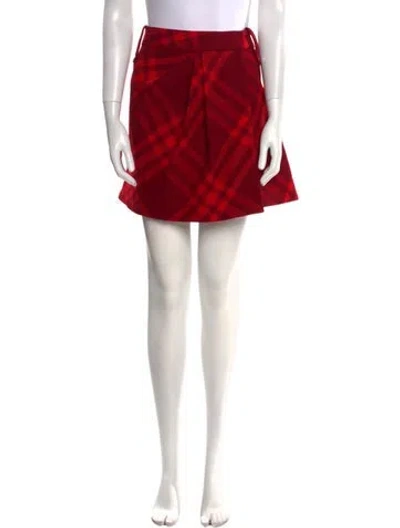Pre-owned Burberry Wool Mini Skirt W/ Tags In Red