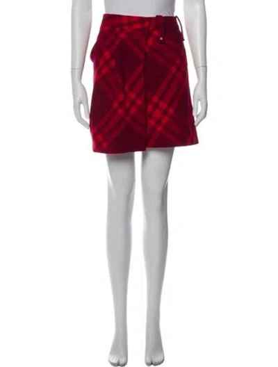 Pre-owned Burberry Wool Mini Skirt W/ Tags In Red