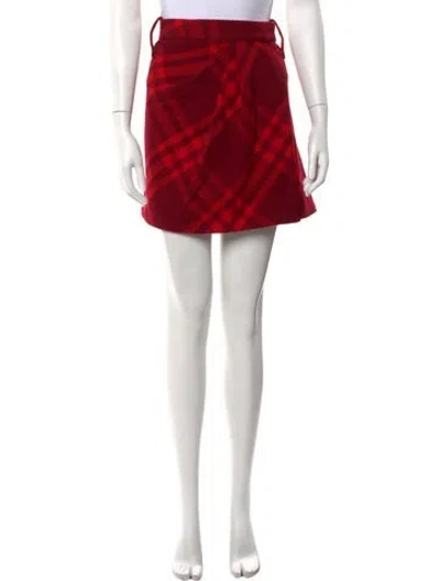 Pre-owned Burberry Wool Mini Skirt W/ Tags In Red