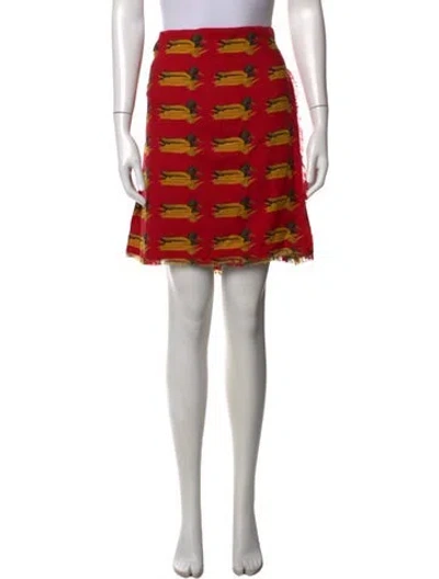Pre-owned Burberry Wool Mini Skirt W/ Tags In Red