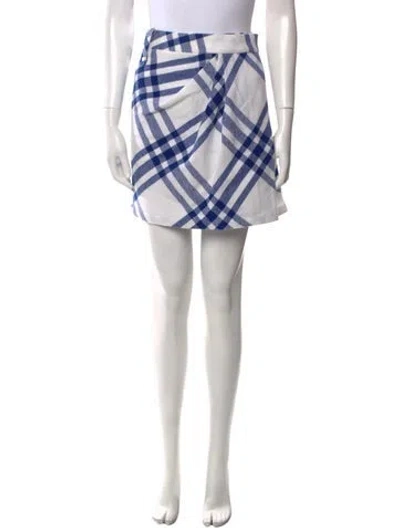 Pre-owned Burberry Wool Mini Skirt W/ Tags In White
