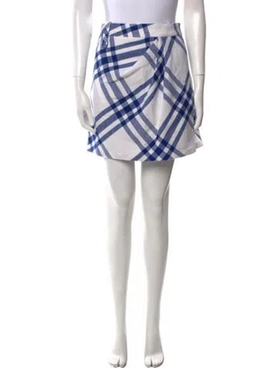Pre-owned Burberry Wool Mini Skirt W/ Tags In White