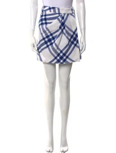 Pre-owned Burberry Wool Mini Skirt W/ Tags In White