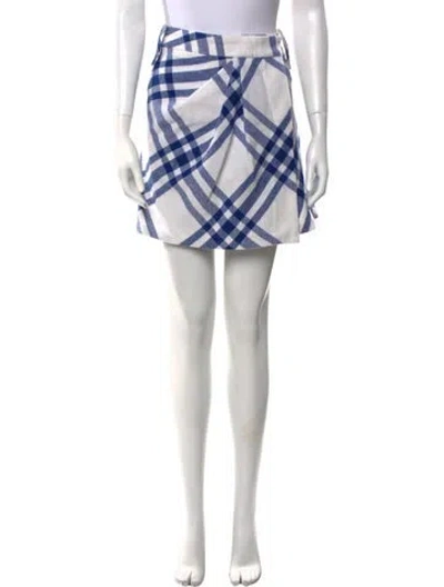 Pre-owned Burberry Wool Mini Skirt W/ Tags In White