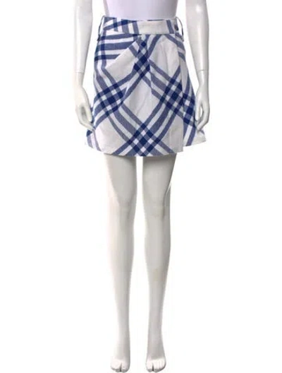 Pre-owned Burberry Wool Mini Skirt In White