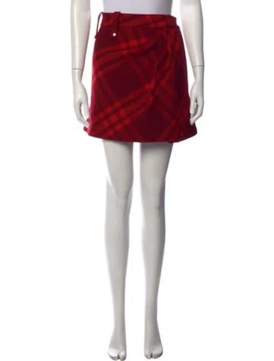 Pre-owned Burberry Wool Mini Skirt W/tags In Red