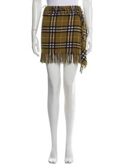 Pre-owned Burberry Wool Mini Skirt In Yellow