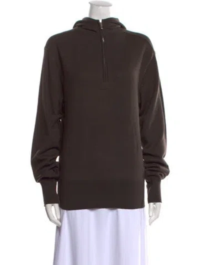 Pre-owned Burberry Wool Mock Neck Hoodie In Brown